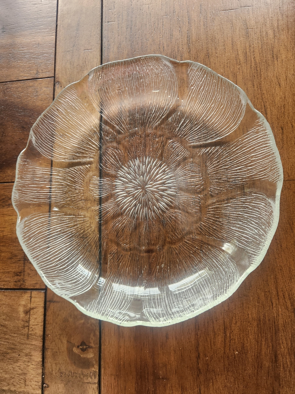 VTG Arcoroc France Clear Glass Fleur Flower Petal Bowls 8” Set Of 2 - Picture 3 of 5